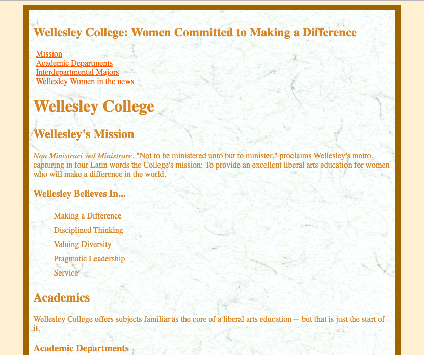 Styled Wellesley page